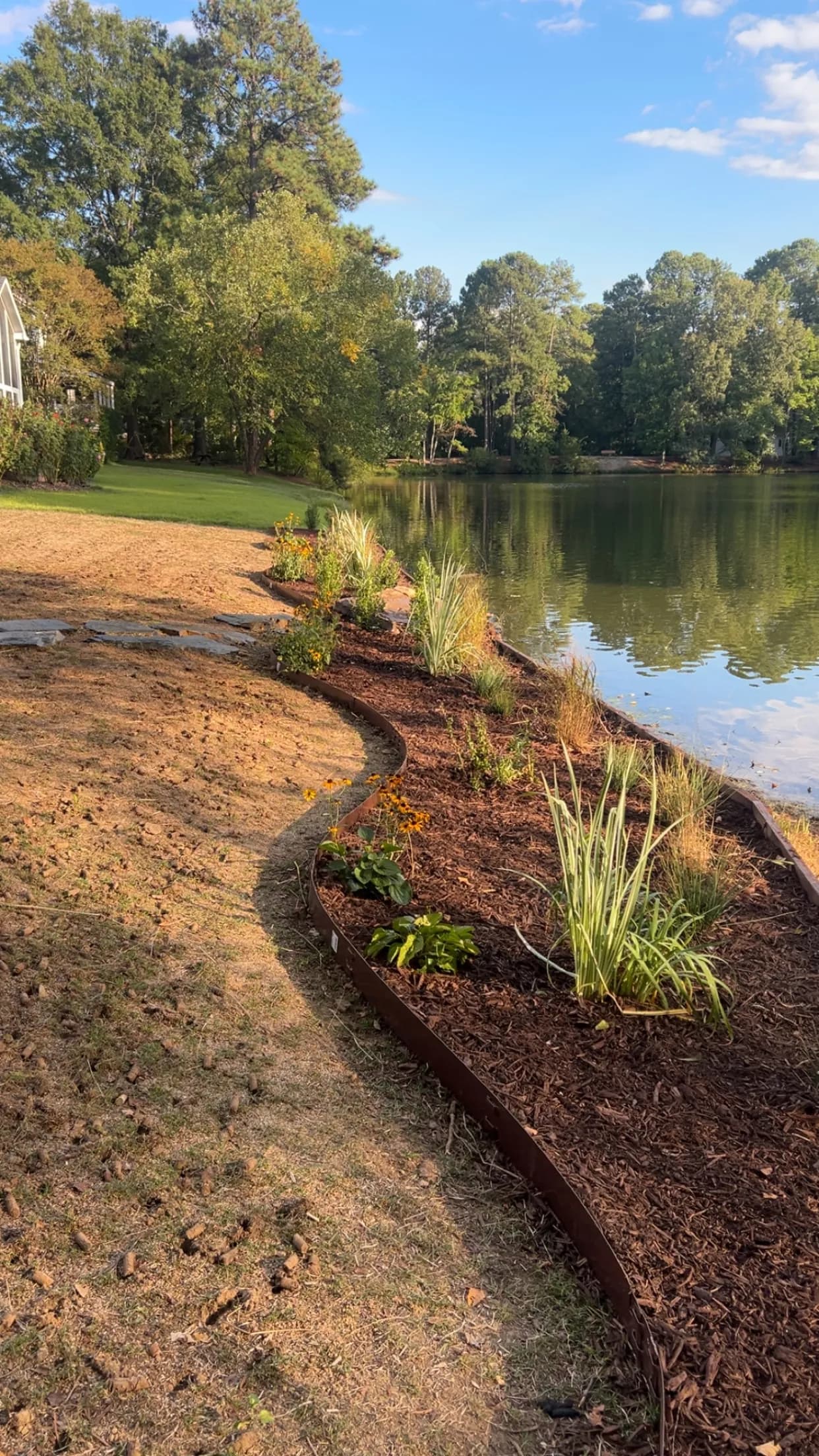 Lakeside Planting Bed and Stone Path Makeover