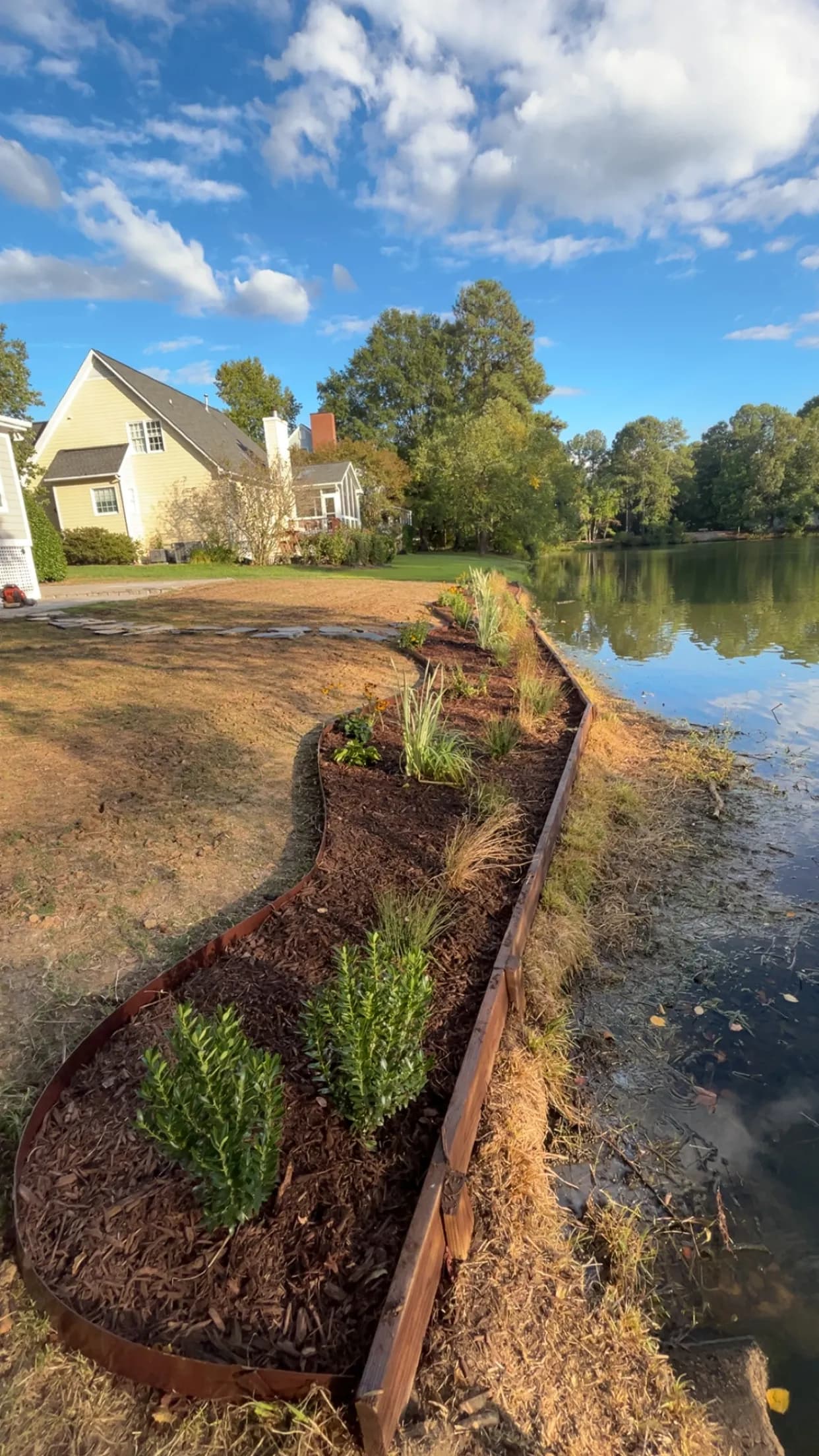 Lakeside Planting Bed and Stone Path Makeover