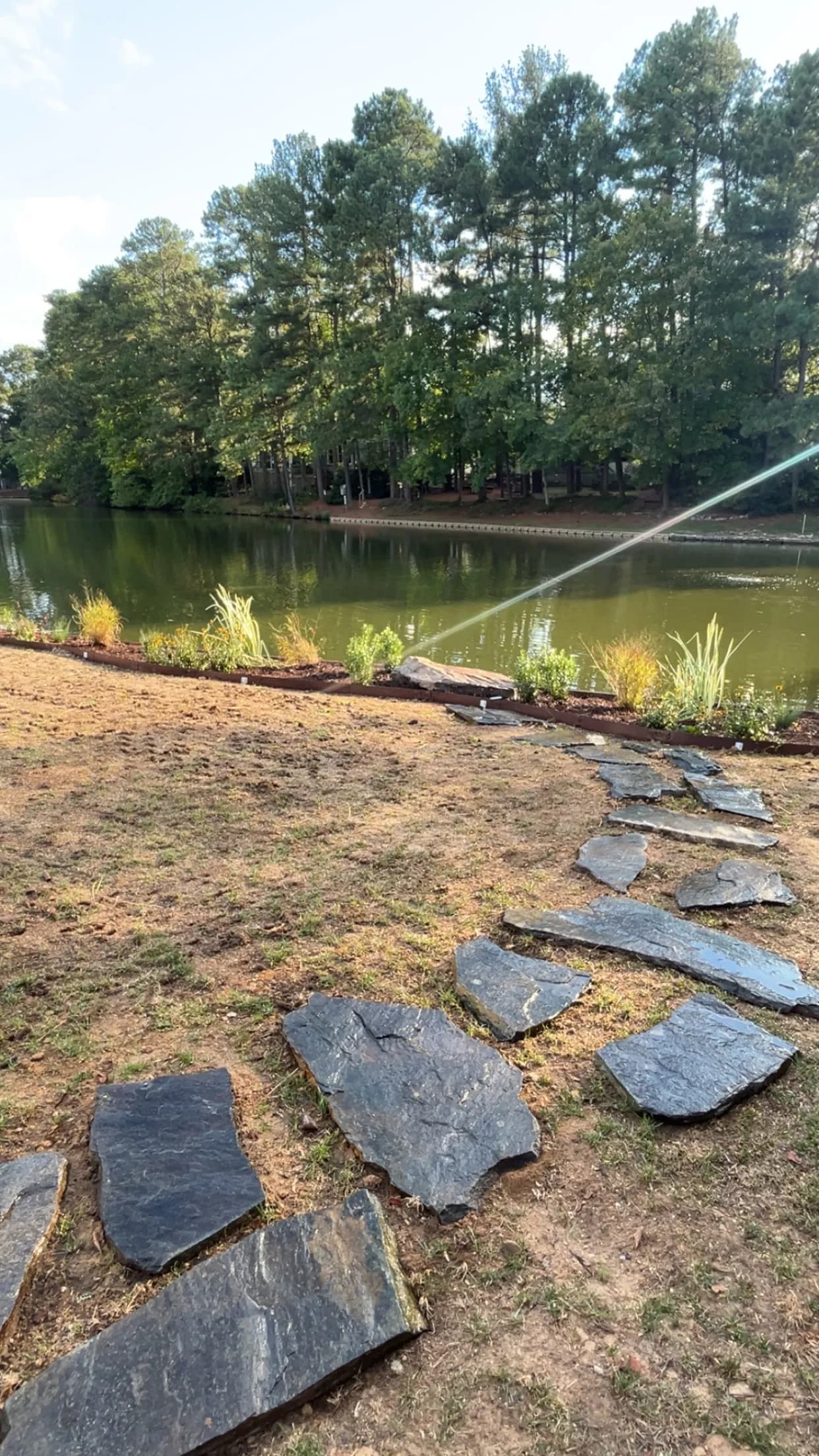 Lakeside Planting Bed and Stone Path Makeover